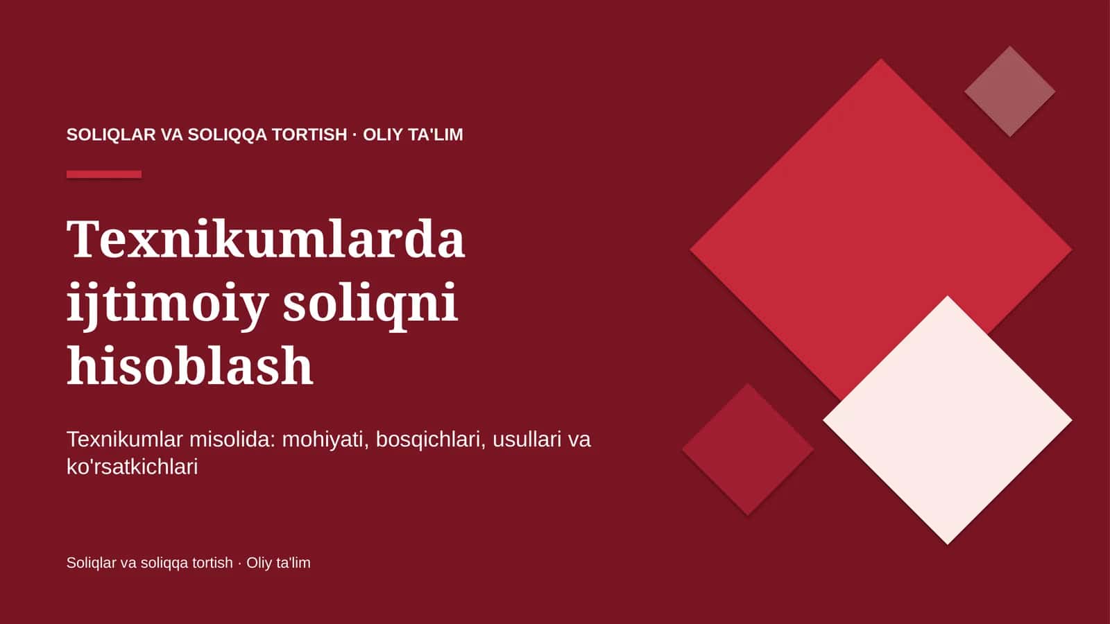 Texnikumlarda ijtimoiy soliqni hisoblash