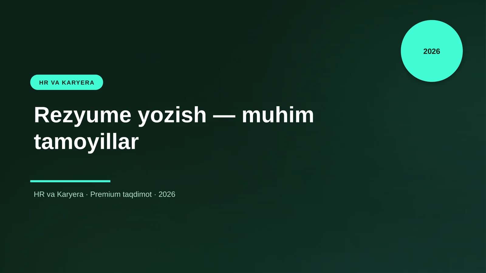 Rezyume yozish — muhim tamoyillar