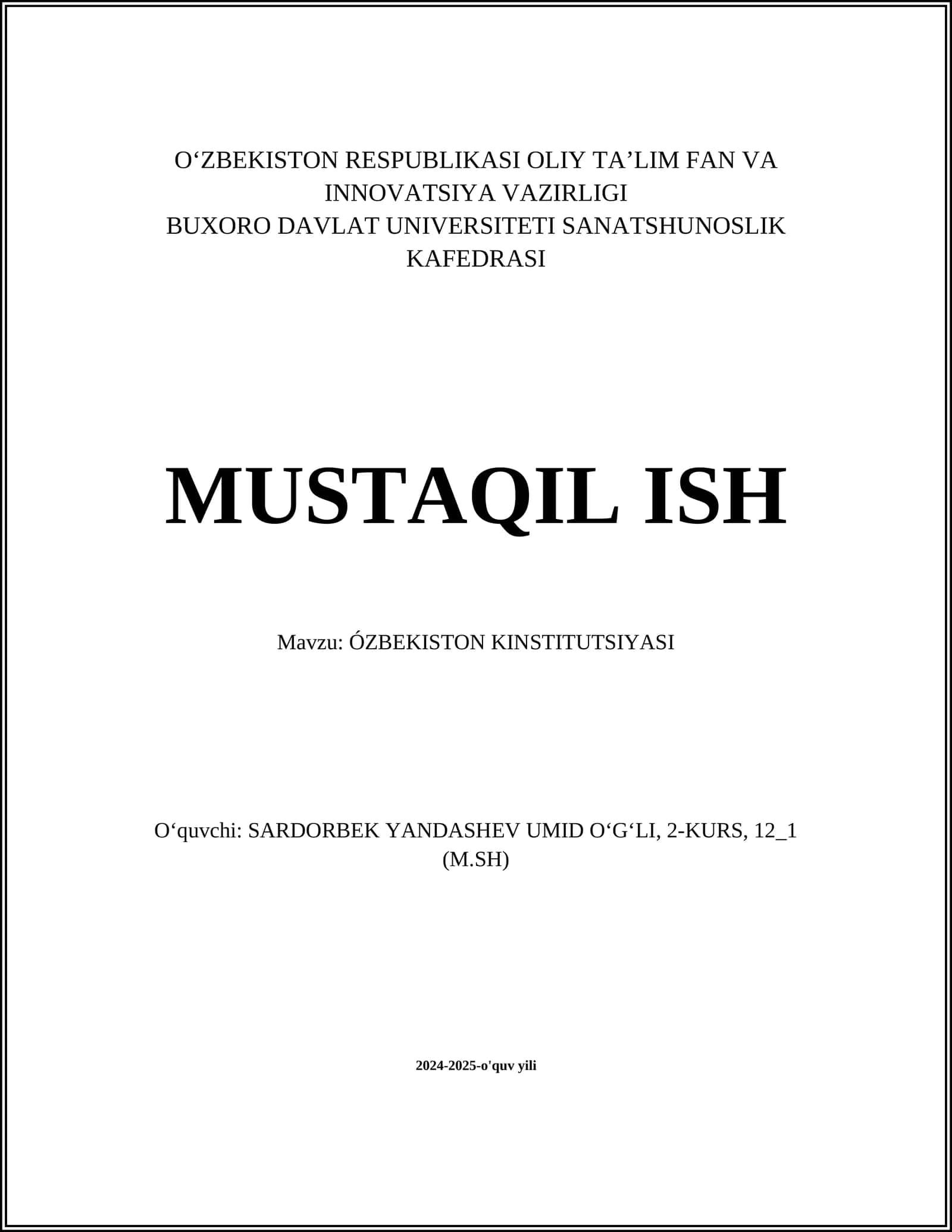 ÓZBEKISTON KINSTITUTSIYASI