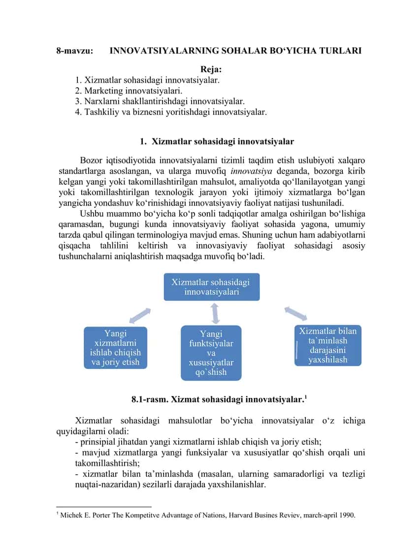 Xizmatlar sohasidagi innovatsiyalar