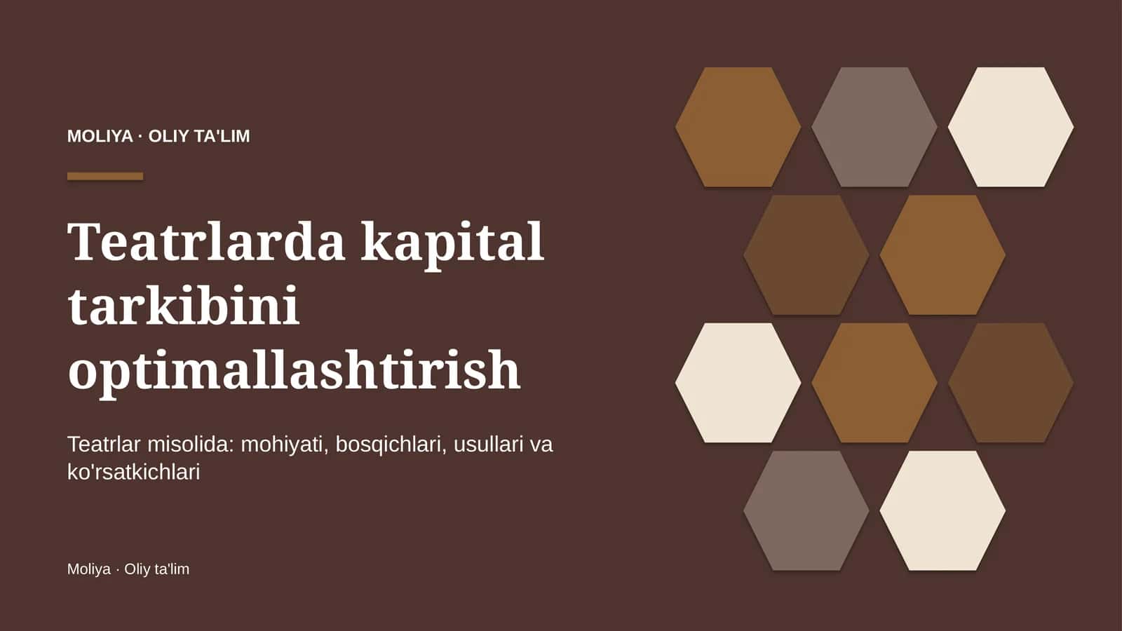 Teatrlarda kapital tarkibini optimallashtirish