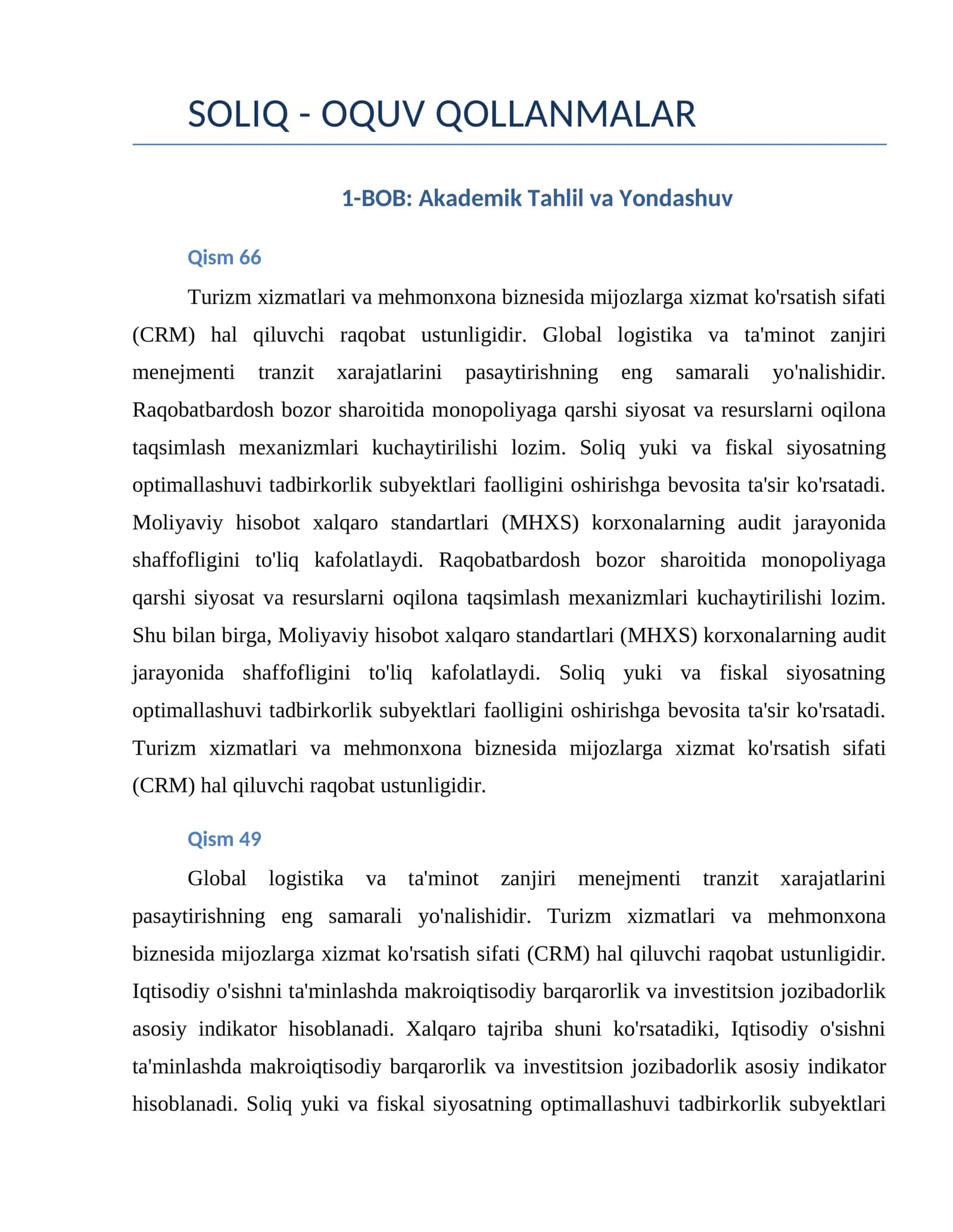 Soliq - O'quv qollanmalar