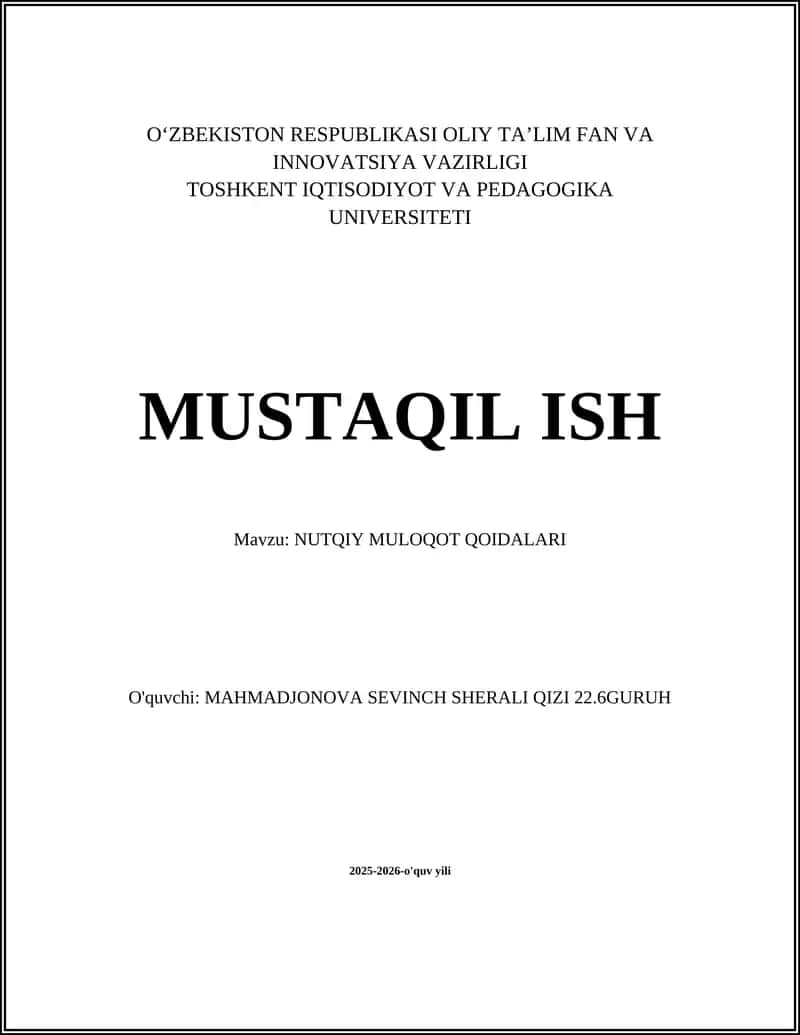 NUTQIY MULOQOT QOIDALARI