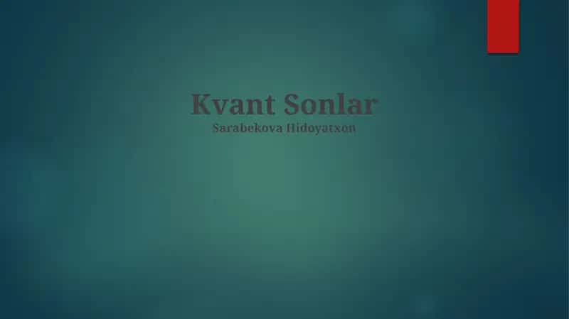 Kvant Sonlar