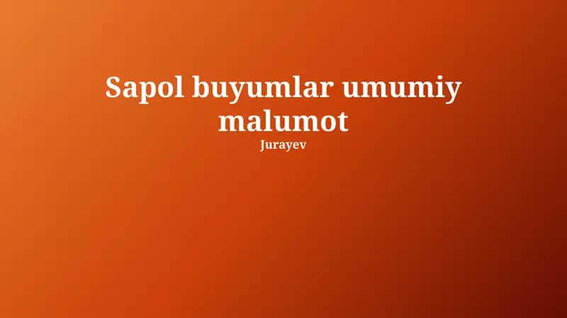 Sapol buyumlar umumiy malumot