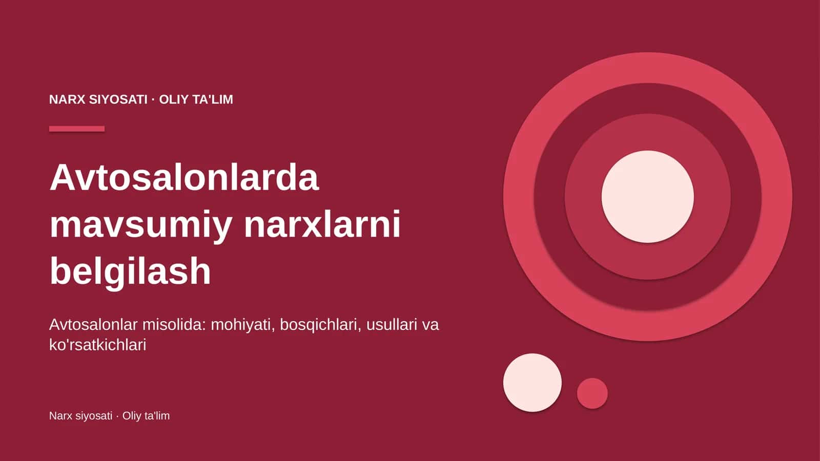 Avtosalonlarda mavsumiy narxlarni belgilash