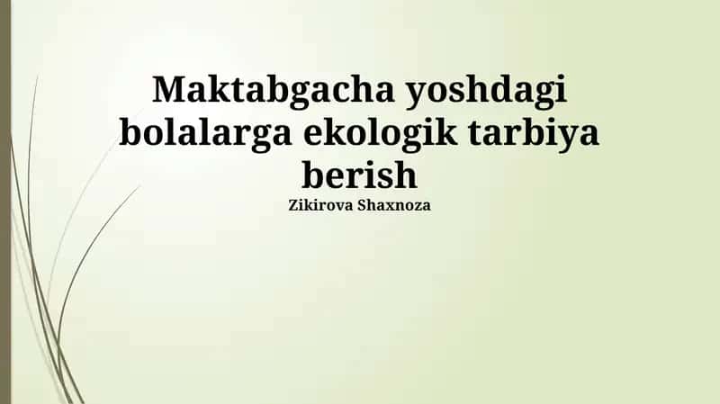 Ekologik tarbiya berish