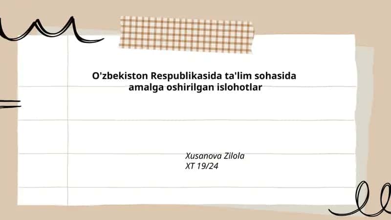 Milliy Ta'lim Dasturi islohoti