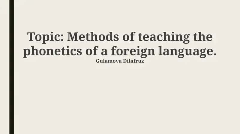 Phonetics Instruction Methods