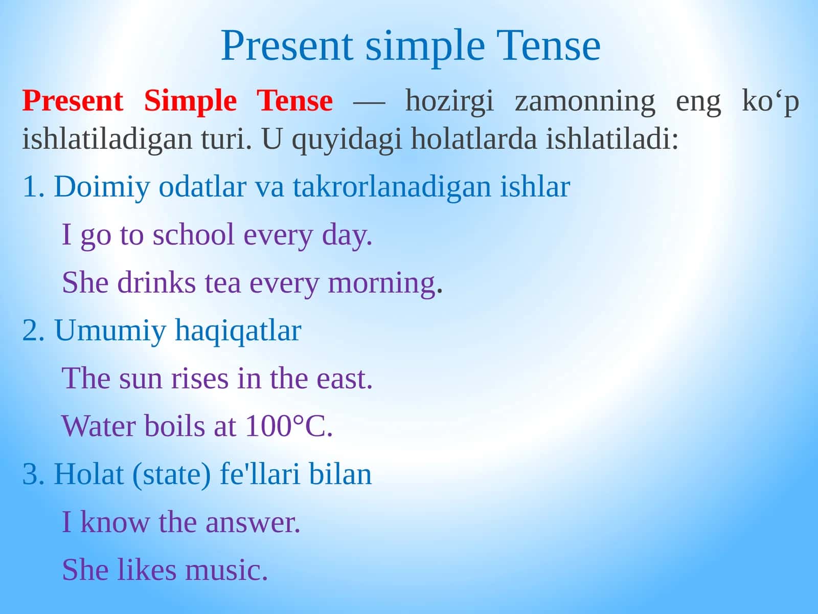 Present simple tense