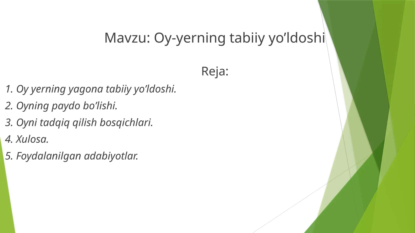 Oy-yerning tabiiy o'ldoshi