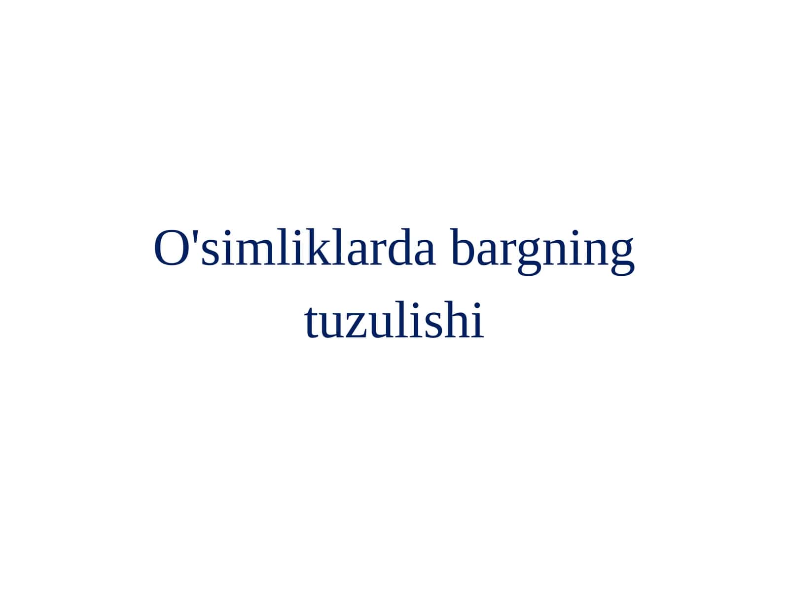O'simliklarda bargning tuzulishi