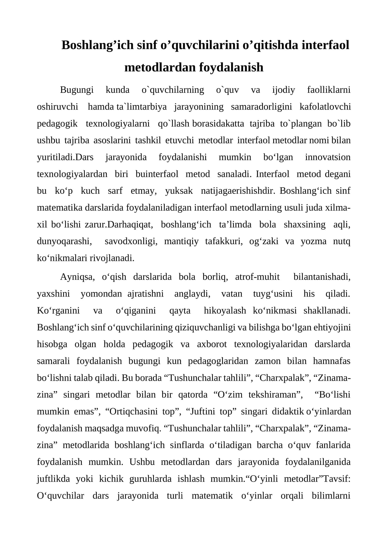 Interfaol metodlar