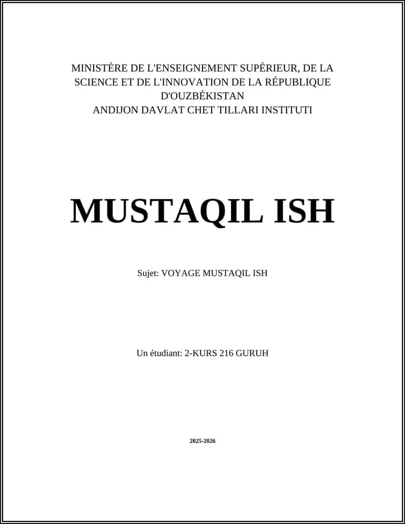 Voyage Mustaqil Ish