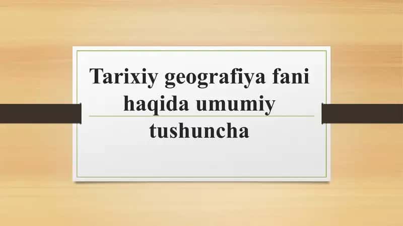 Tarixiy Geografiya Fan