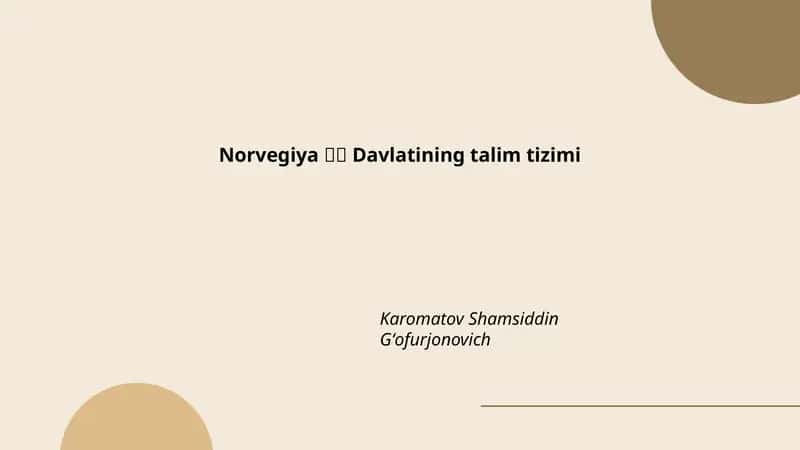Norvegiya 🇳🇴 Davlatining talim tizimi