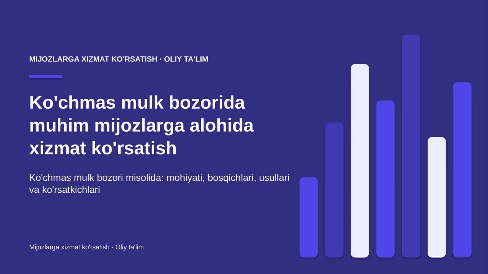 Ko'chmas mulk bozorida muhim mijozlarga alohida xizmat ko'rsatish