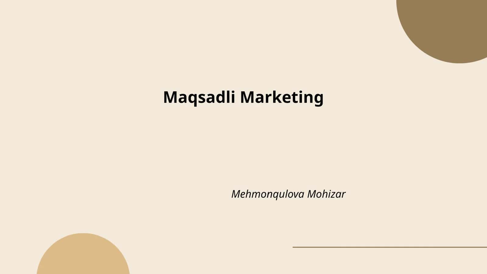 Maqsadli Marketing