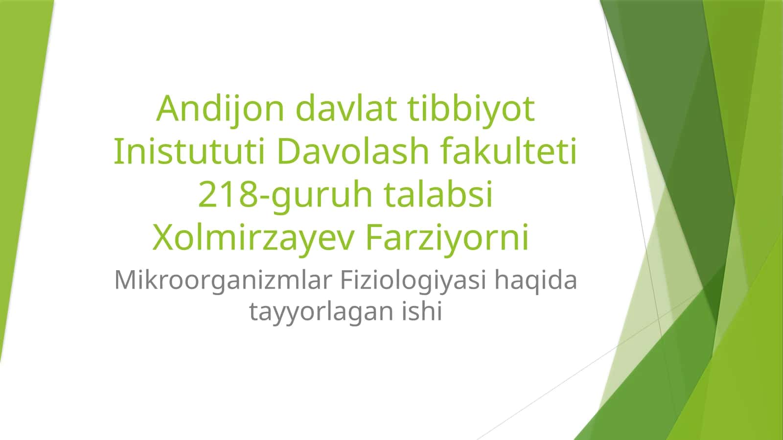 Mikroorganizmlar Fiziologiyasi