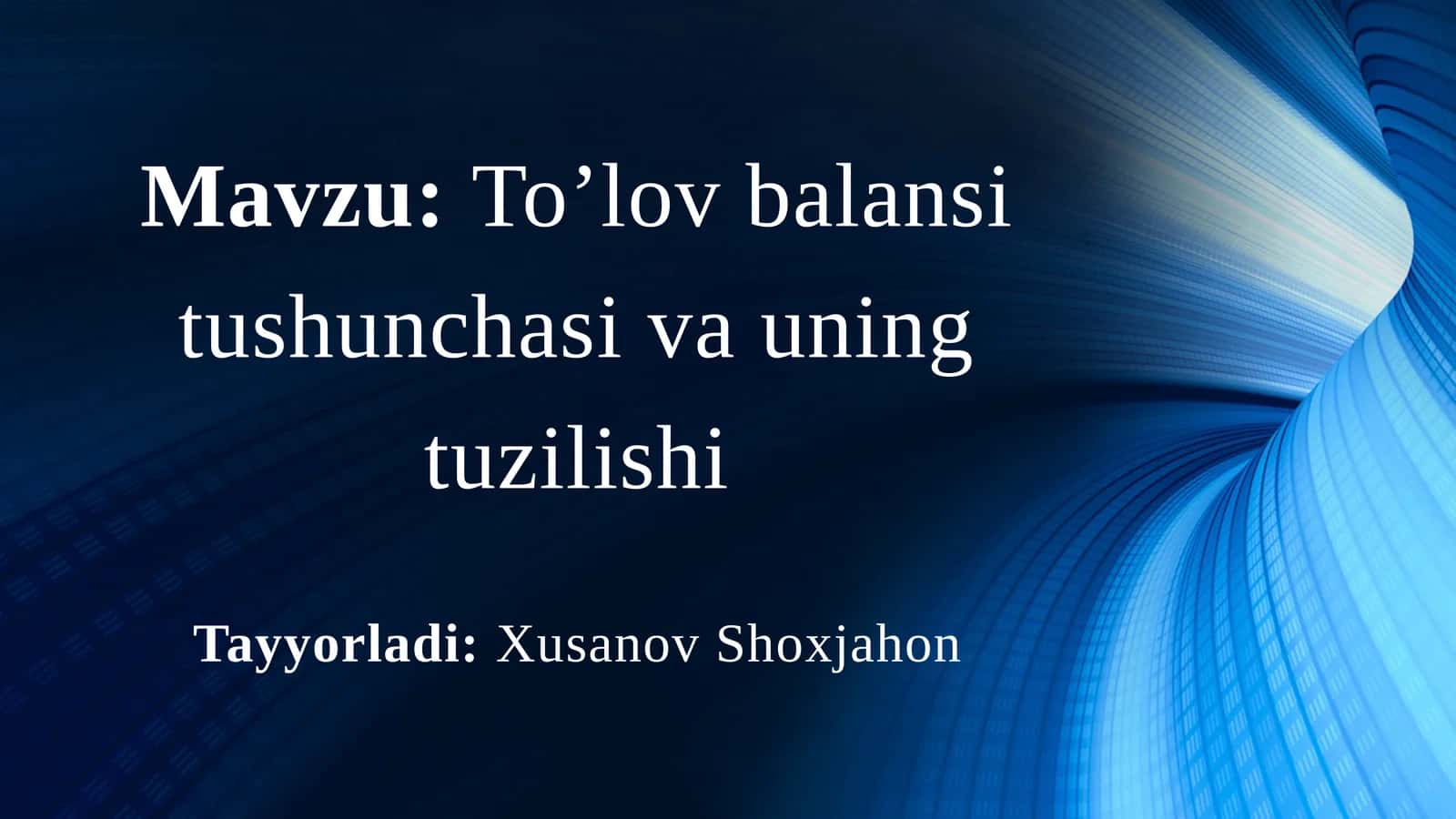 To’lov balansi tushunchasi