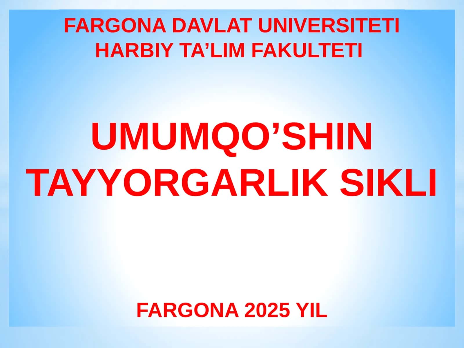 MO‘V aloqasini tashkillashtirish asoslari va radioso’zlashuvni olib borish tartibi