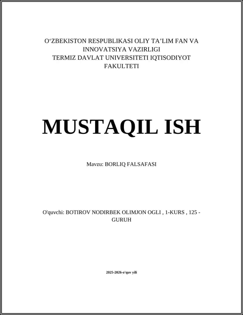 BORLIQ FALSAFASI
