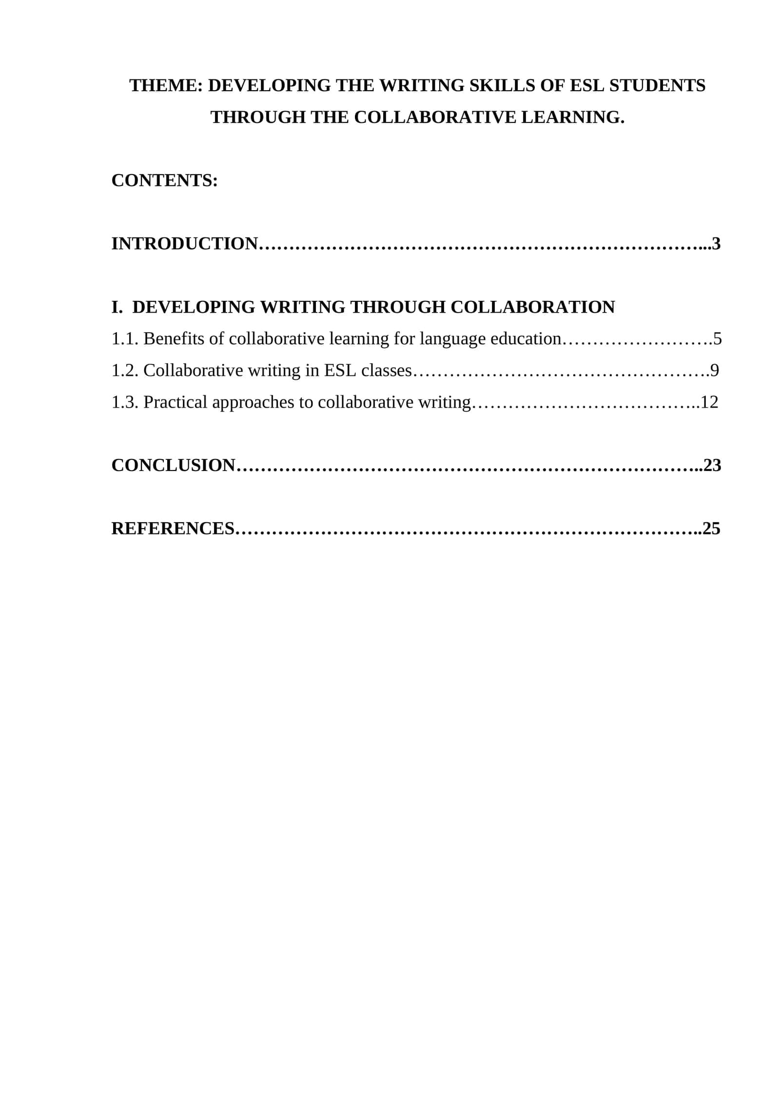 DEVELOPING THE WRITING SKILLS OF ESL STUDENTS THROUGH THE COLLABORATIVE LEARNING