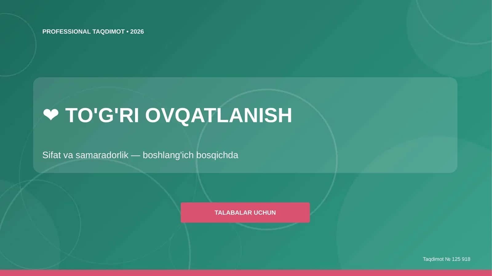 TO'G'RI OVQATLANISH