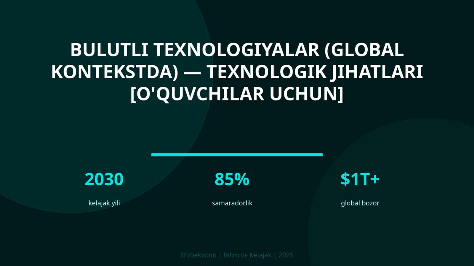 Bulutli texnologiyalar (global kontekstda) — texnologik jihatlari [o'quvchilar uchun]
