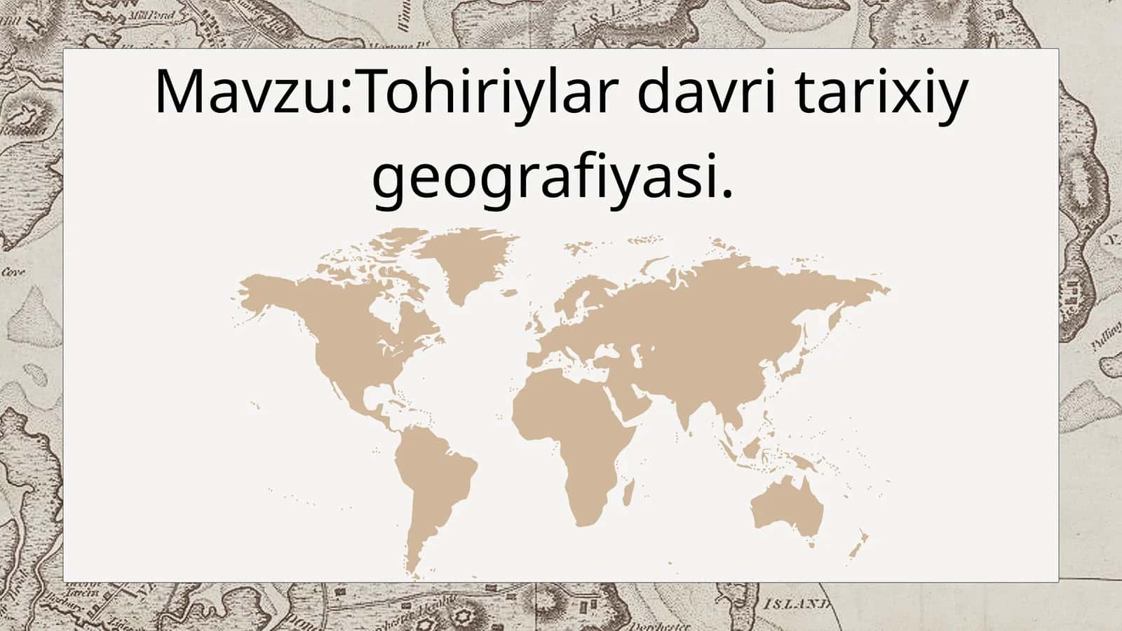 Tohiriylar davri tarixiy geografiyasi
