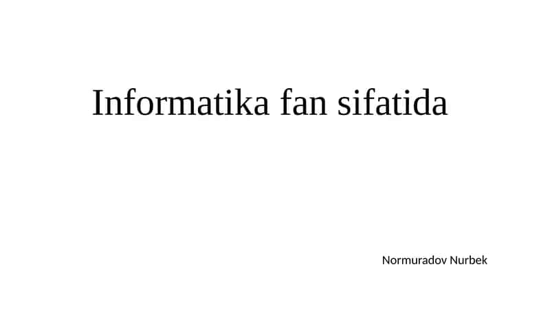 Informatika fanining metodikasi
