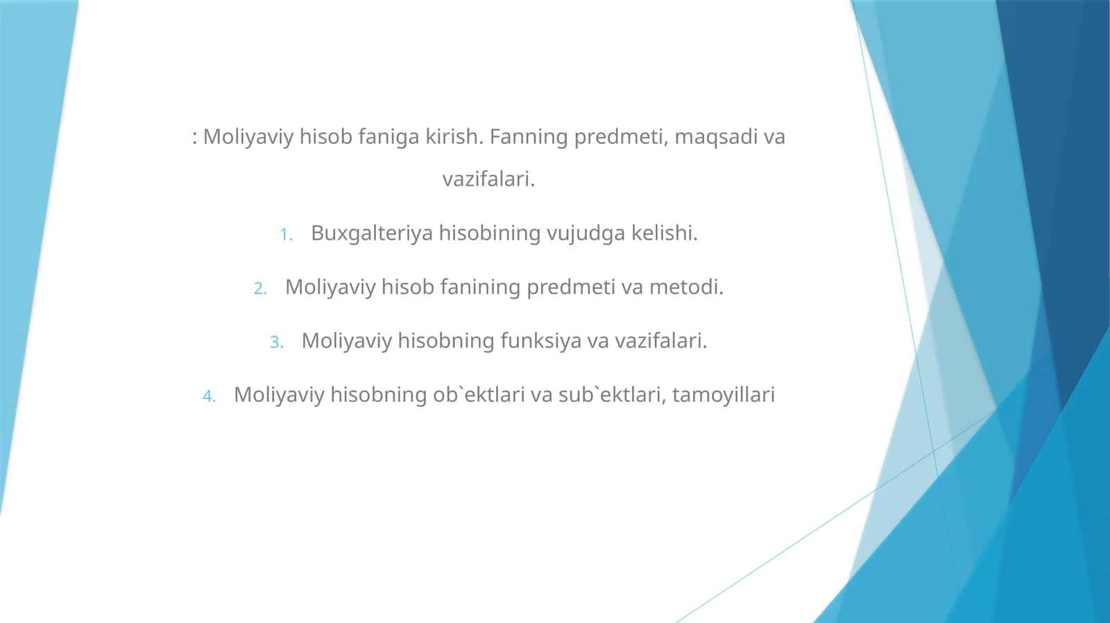 Moliyaviy hisob faniga kirish