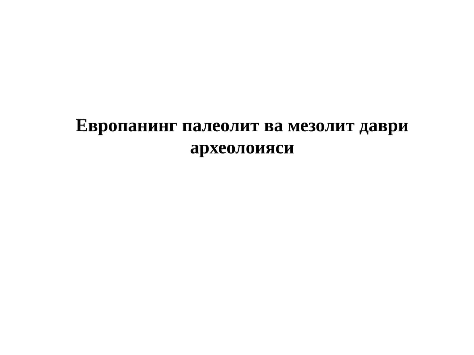 Европанинг палеолит ва мезолит даври археолоияси