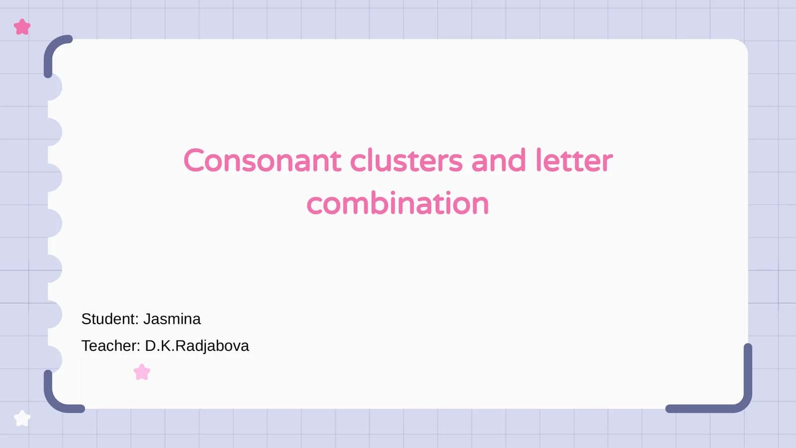 Consonant clusters and letter combination