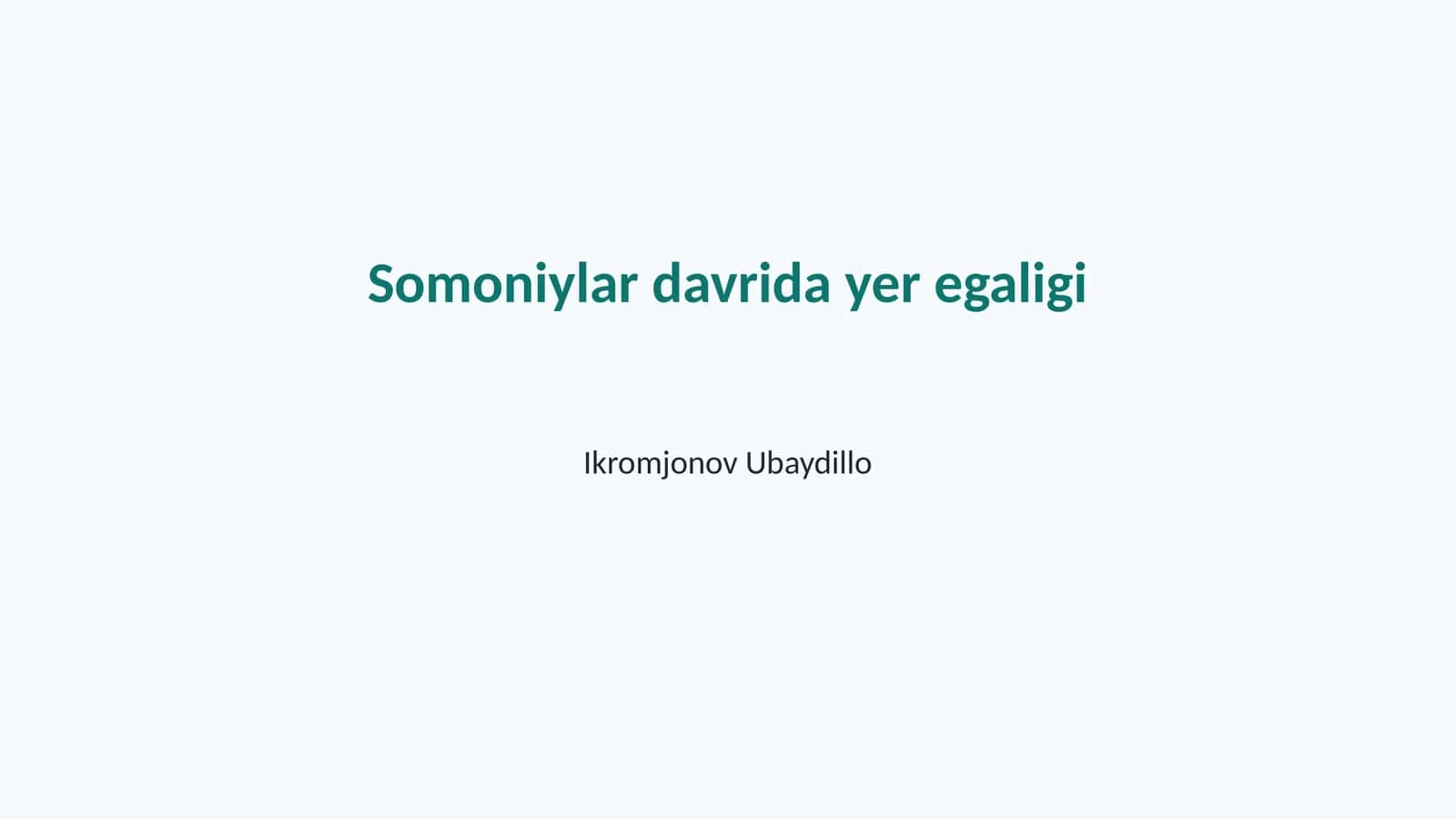Somoniylar davrida yer egaligi