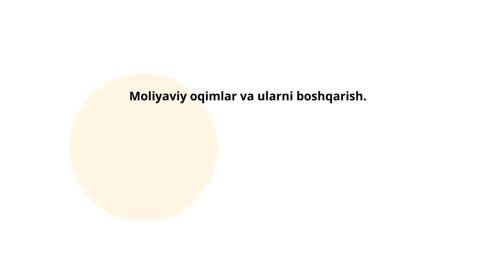 Moliyaviy oqimlar va ularni boshqarish