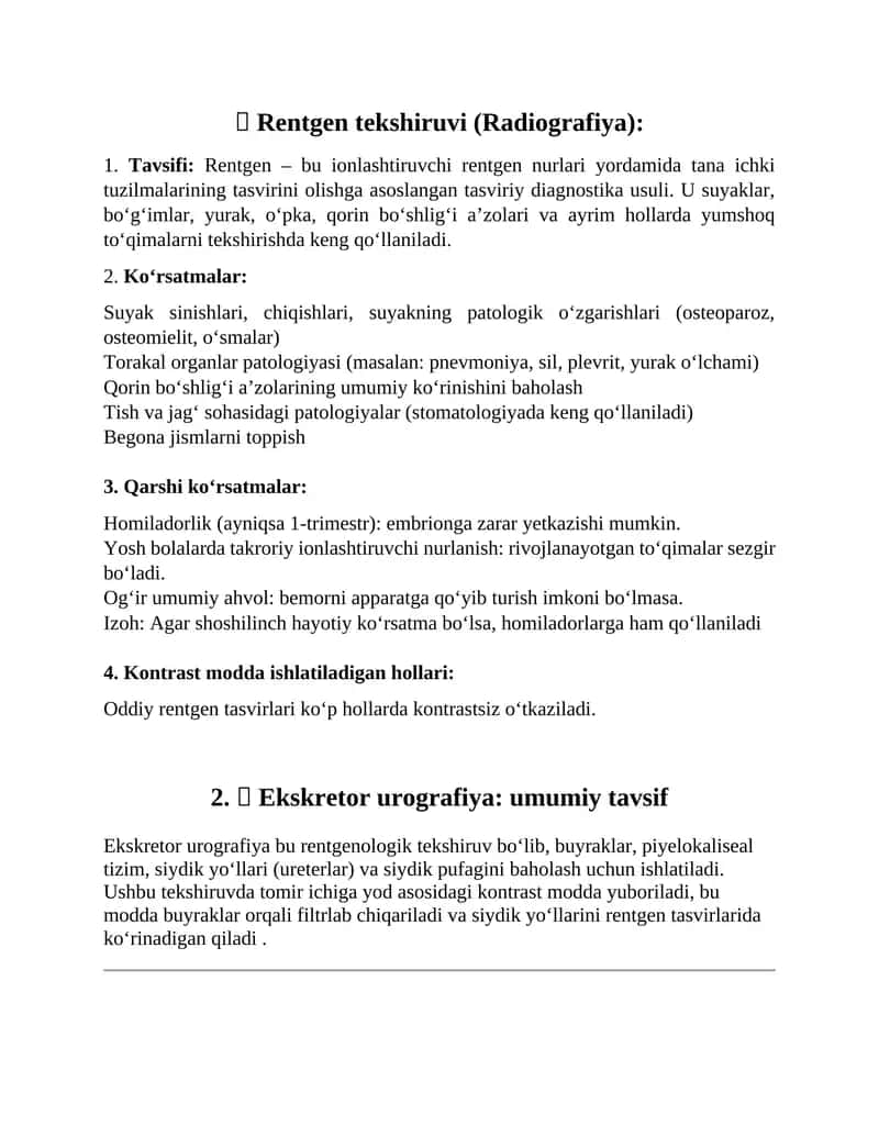 Rentgen tekshiruvi (Radiografiya)