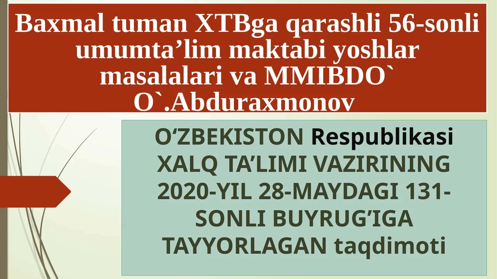 Umumiy o‘rta ta’lim muassasasining ichki tartib va odob-axloq qoidalari