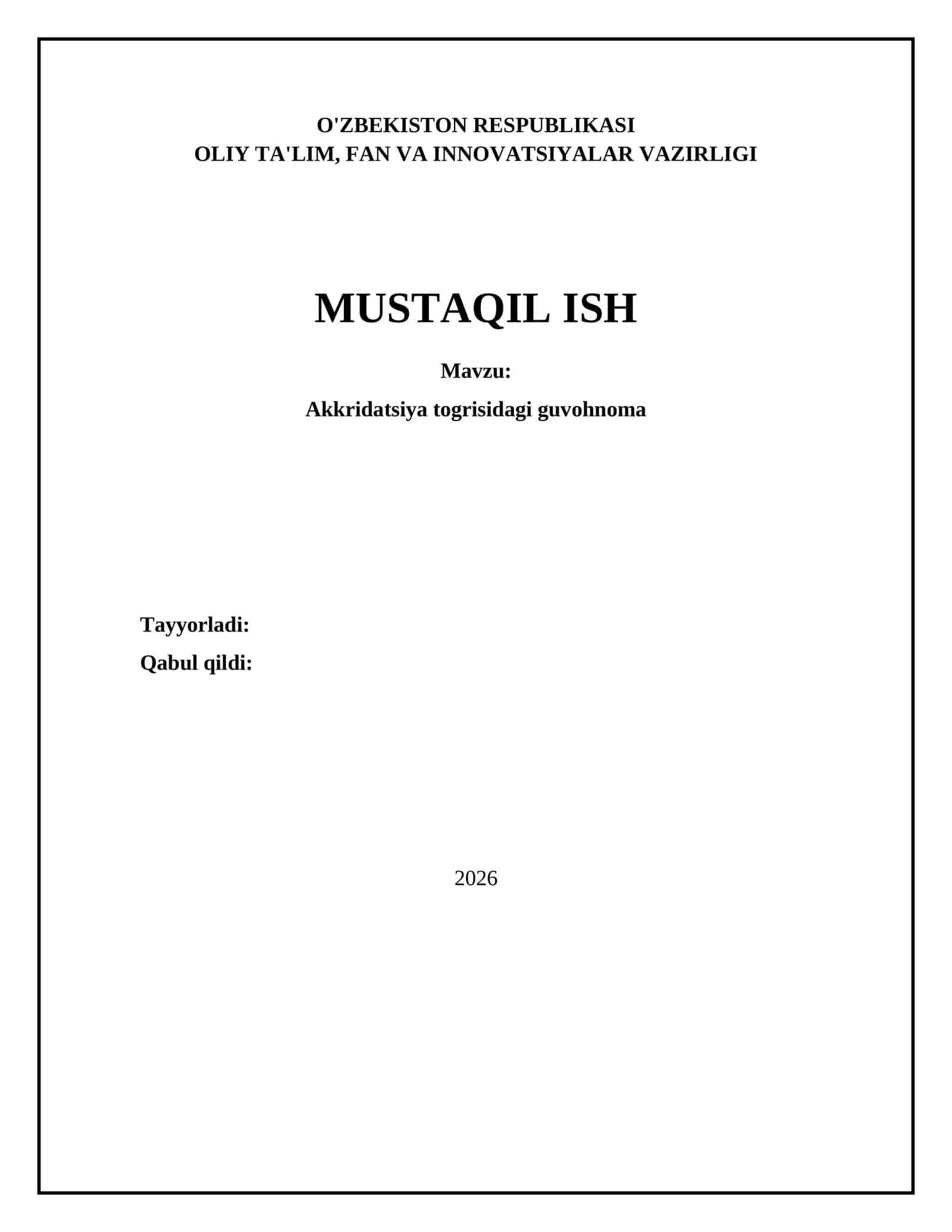 Akkridatsiya togrisidagi guvohnoma