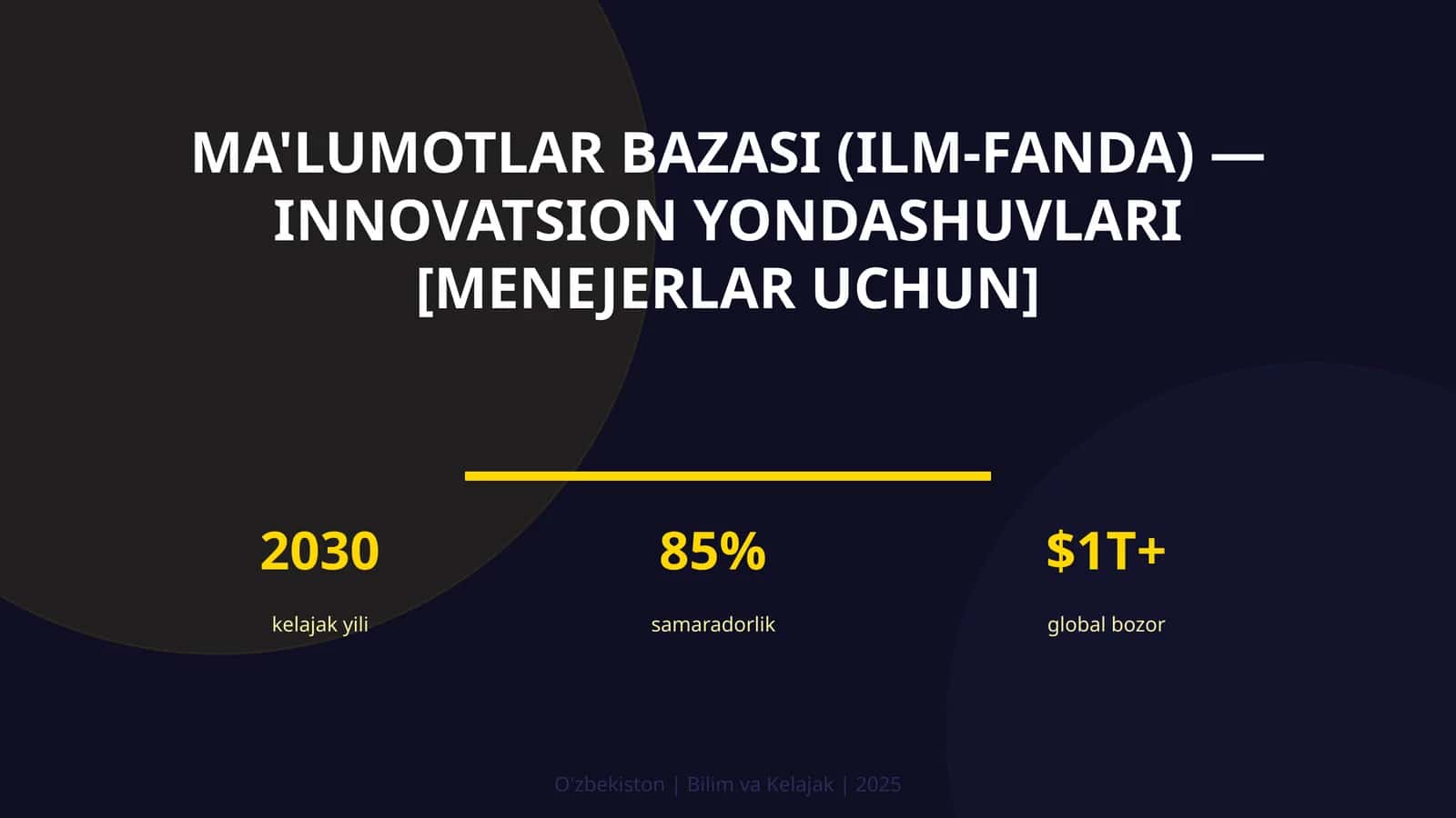 Ma'lumotlar bazasi (ilm-fanda) — innovatsion yondashuvlari [menejerlar uchun]