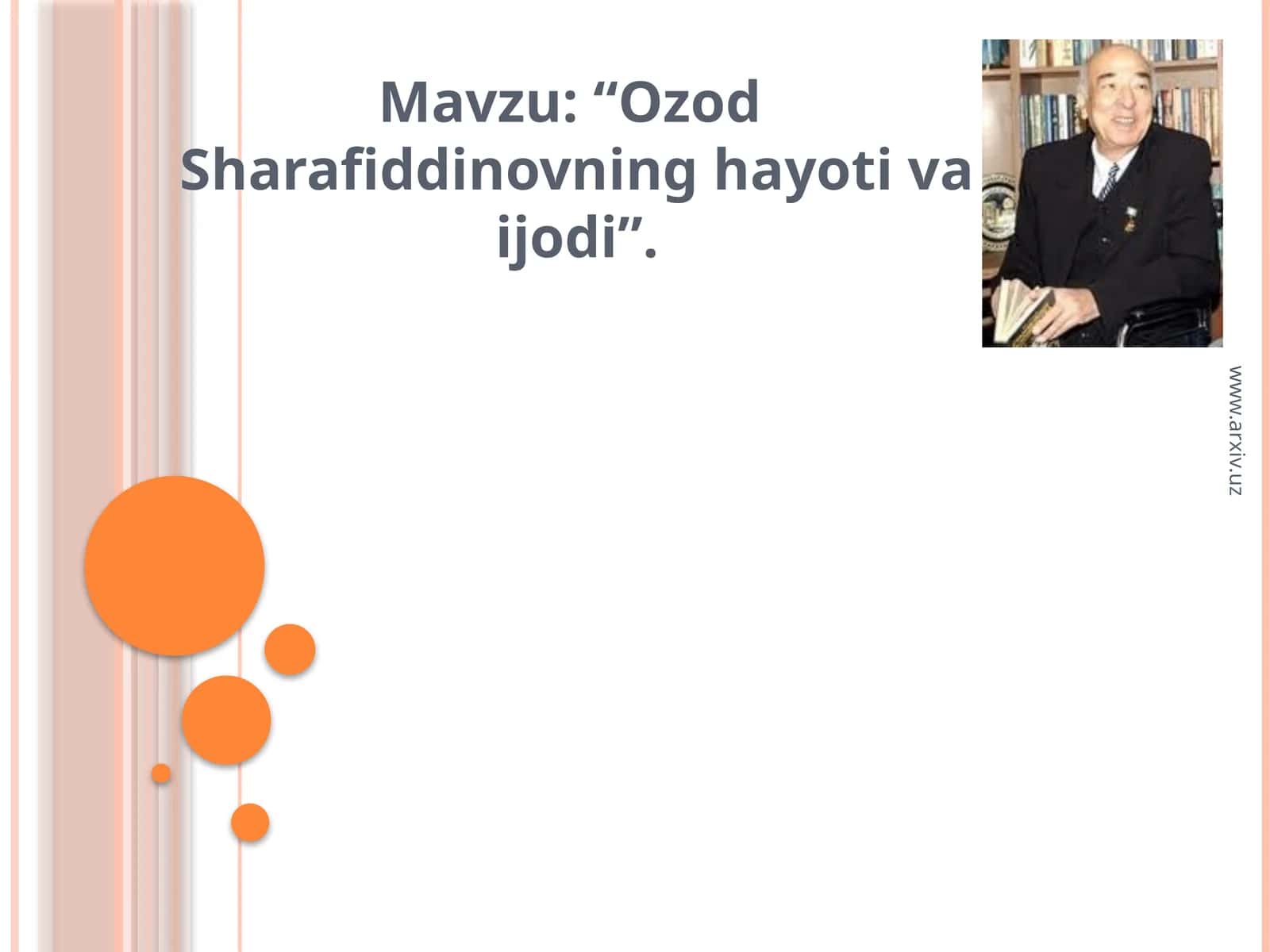 O'zbek adabiyotining yirik vakili Ozod Sharafiddinov