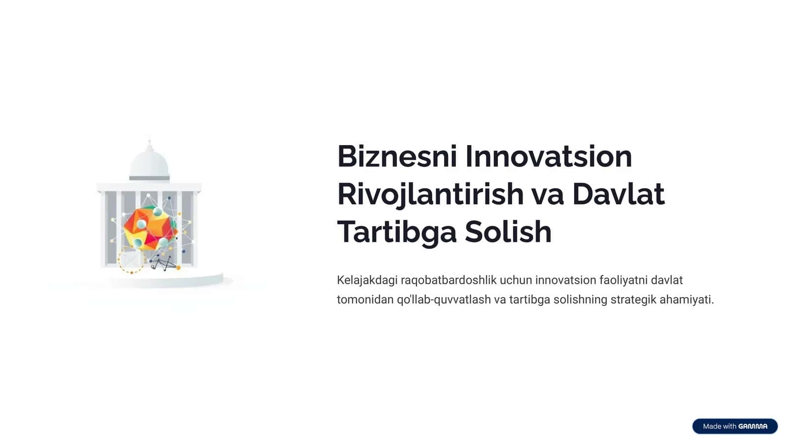 Biznesni Innovatsion Rivojlantirish va Davlat Tartibga Solish