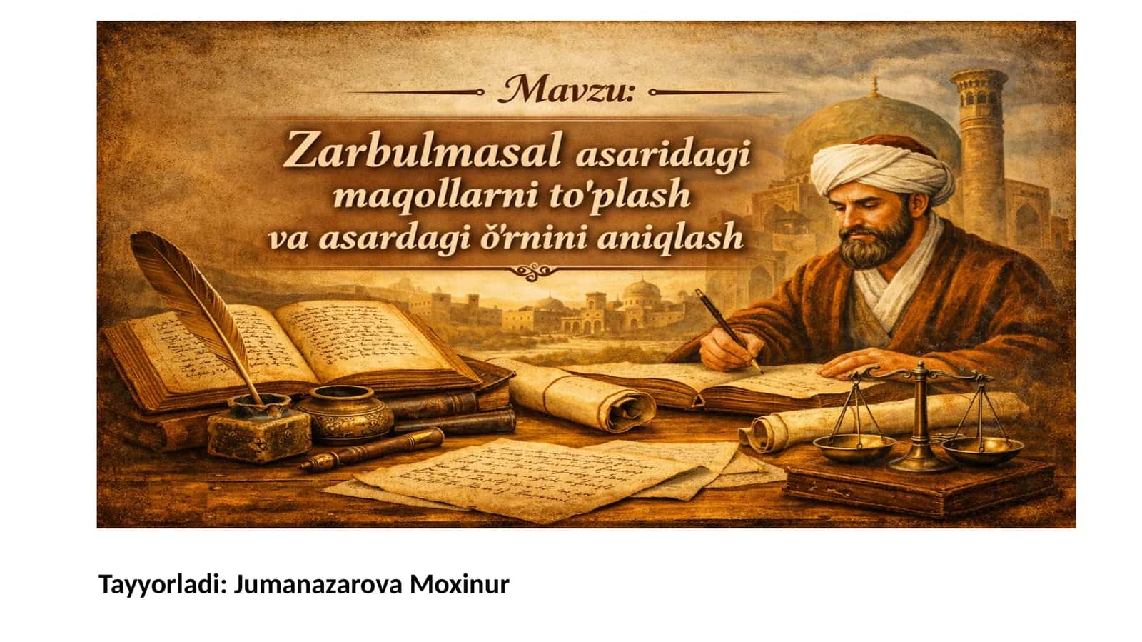 “Zarbulmasal” asarida maqollarning umumiy tavsifi
