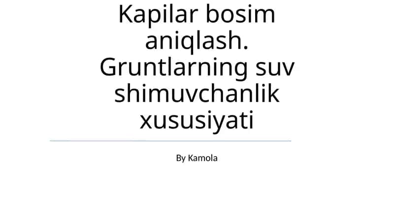 Tuproqlar bosim aniqlash