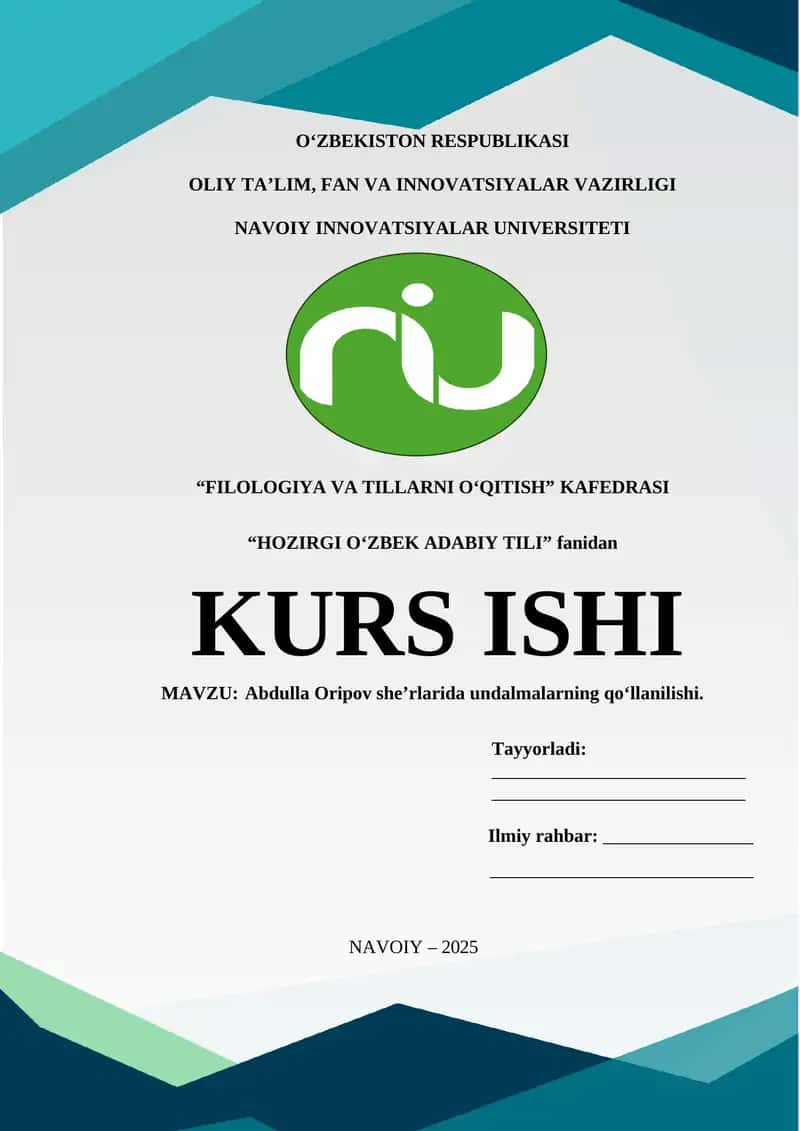 KURS ISHI: Abdulla Oripov sheʼrlarida undalmalarning qoʻllanilishi