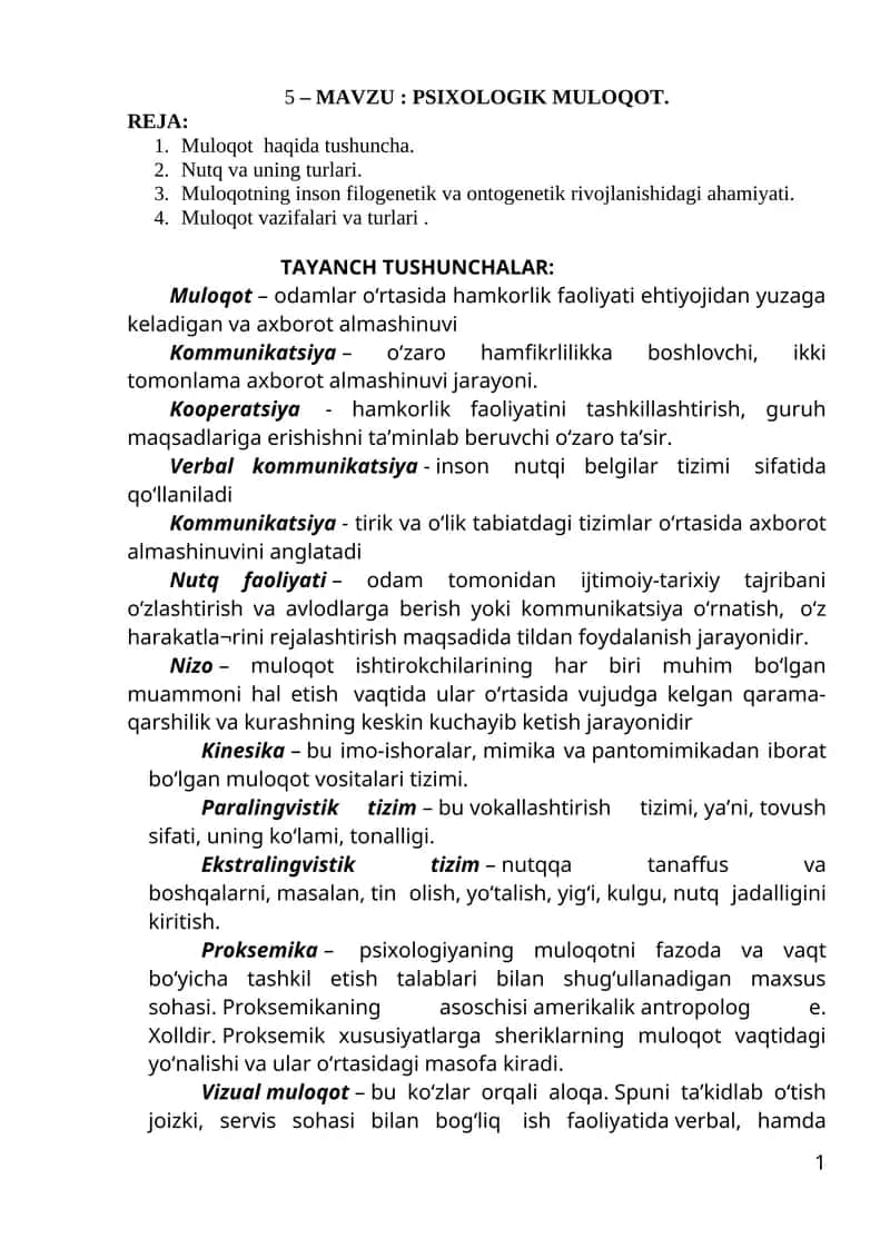 PSIXOLOGIK MULOQOT