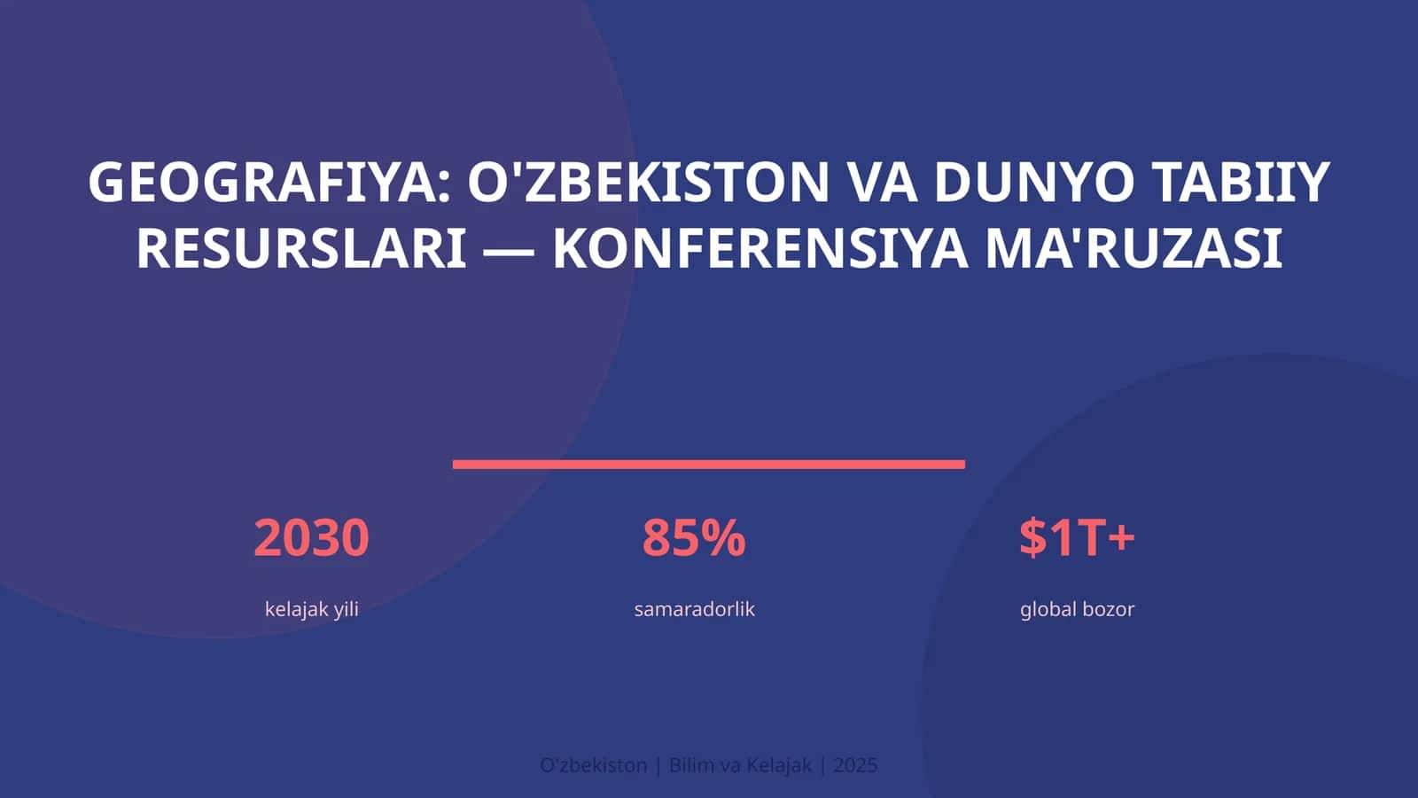 Geografiya: O'zbekiston va dunyo tabiiy resurslari — konferensiya ma'ruzasi