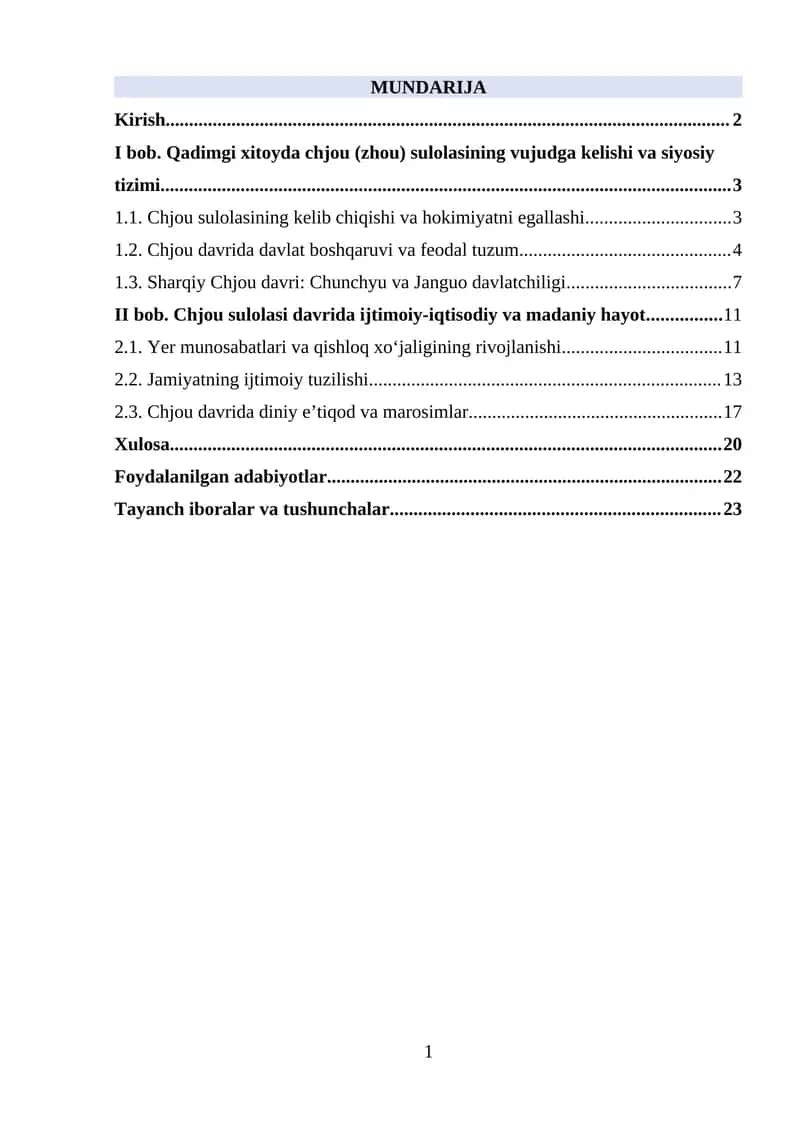 Qadimgi Xitoy Chjou sulolasi davrida