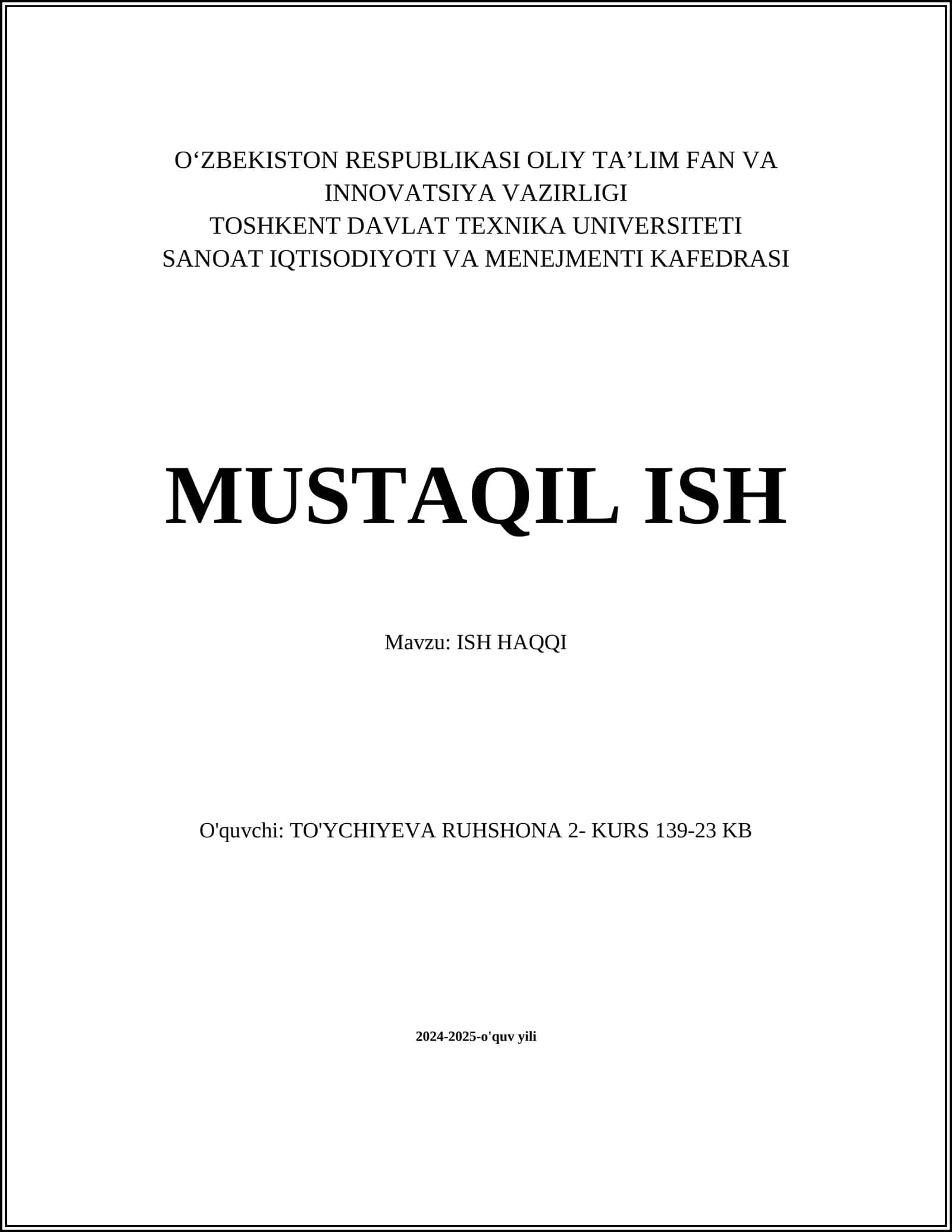 Ish haqqi