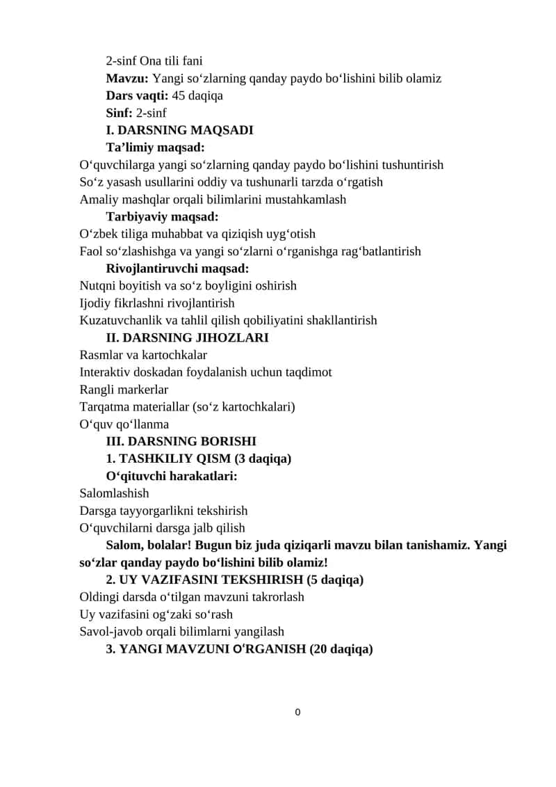 2-sinf Ona tili fani